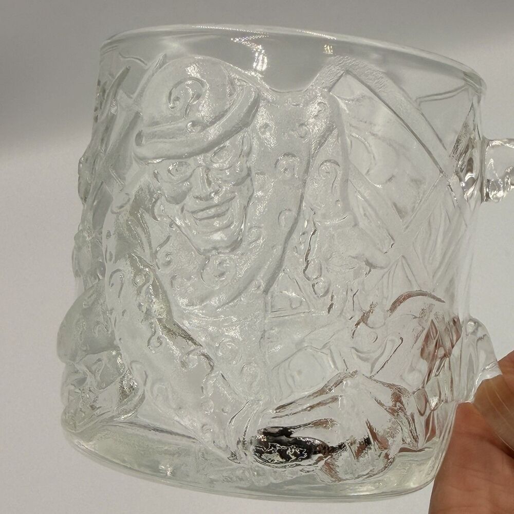 1995 McDonalds Batman Forever Riddler Glass Mug Made in France DC Comics